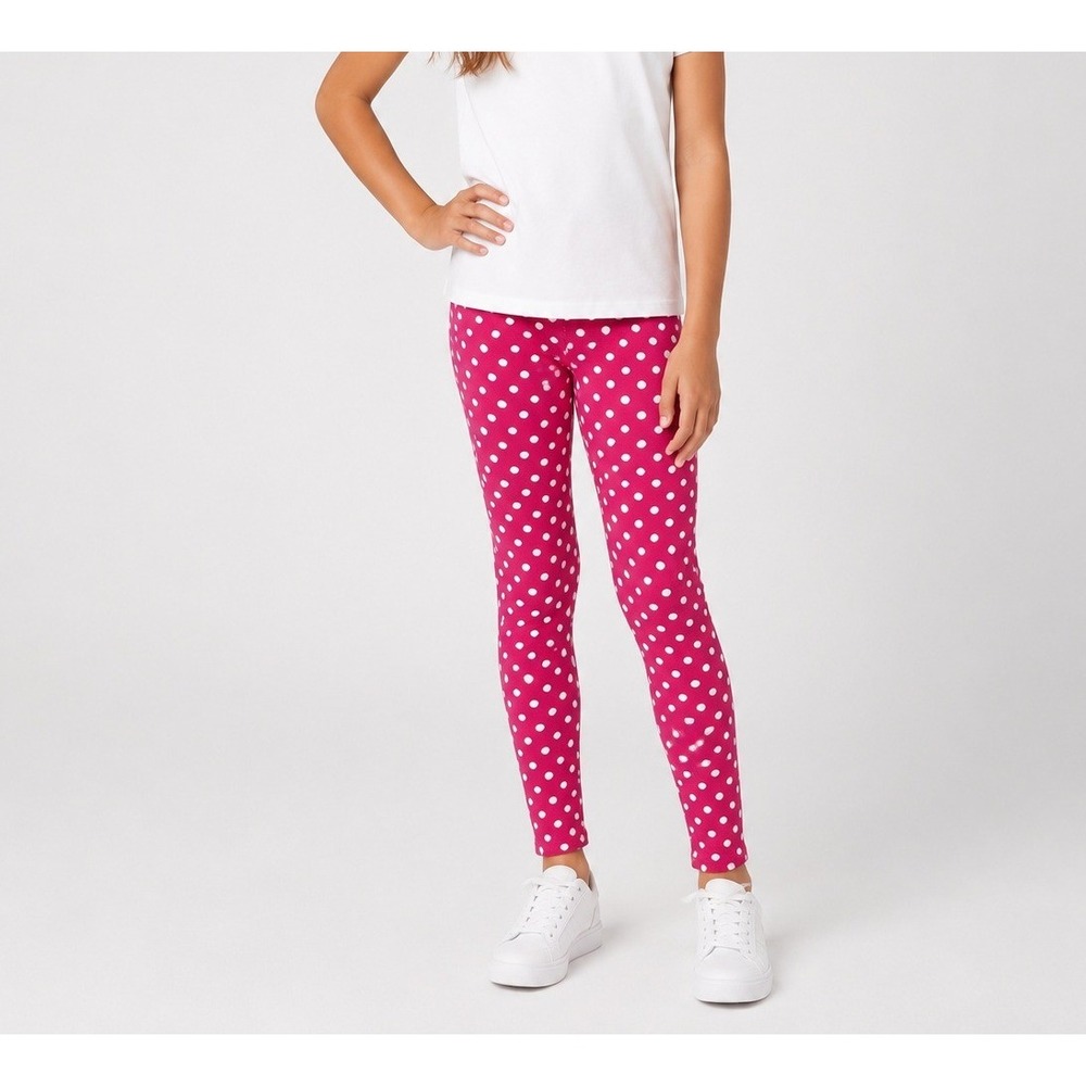 Hanna Andersson G Print Leggings Girls 140‎ 9-11 Pink White Polka Dot NEW